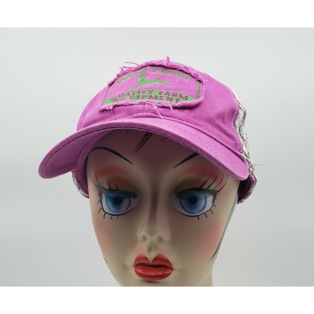 Women's John Deere Quality Farm Equipment Distress Hat Purple Mesh Snapback